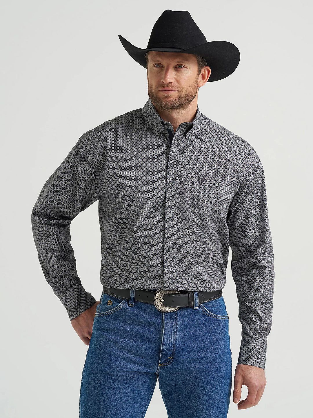 Men's Wrangler® George Strait™ Long Sleeve Button Down One Pocket Shirt - 112369598