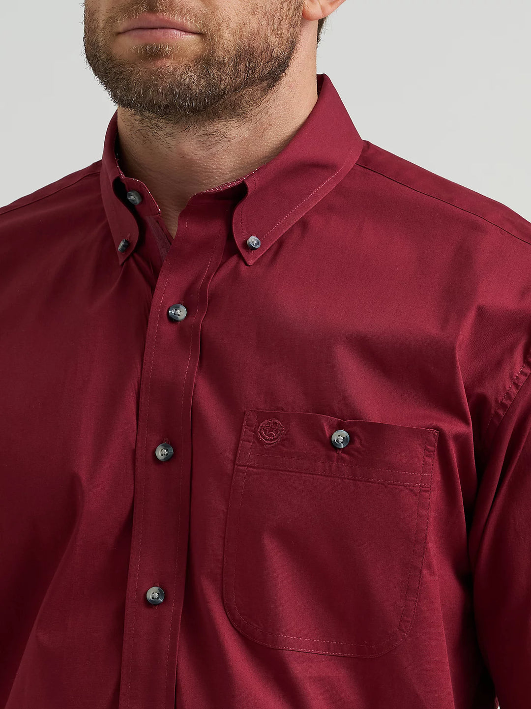 Men's Wrangler® George Strait™ Solid One Pocket Button Down Shirt - 112369627
