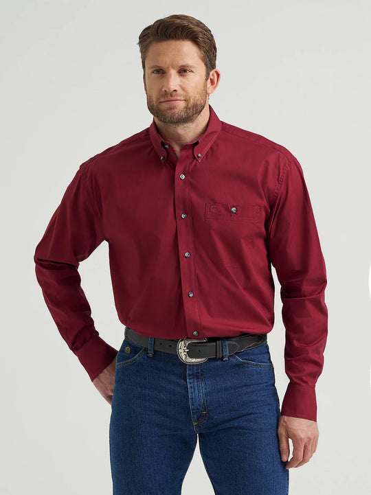 Men's Wrangler® George Strait™ Solid One Pocket Button Down Shirt - 112369627