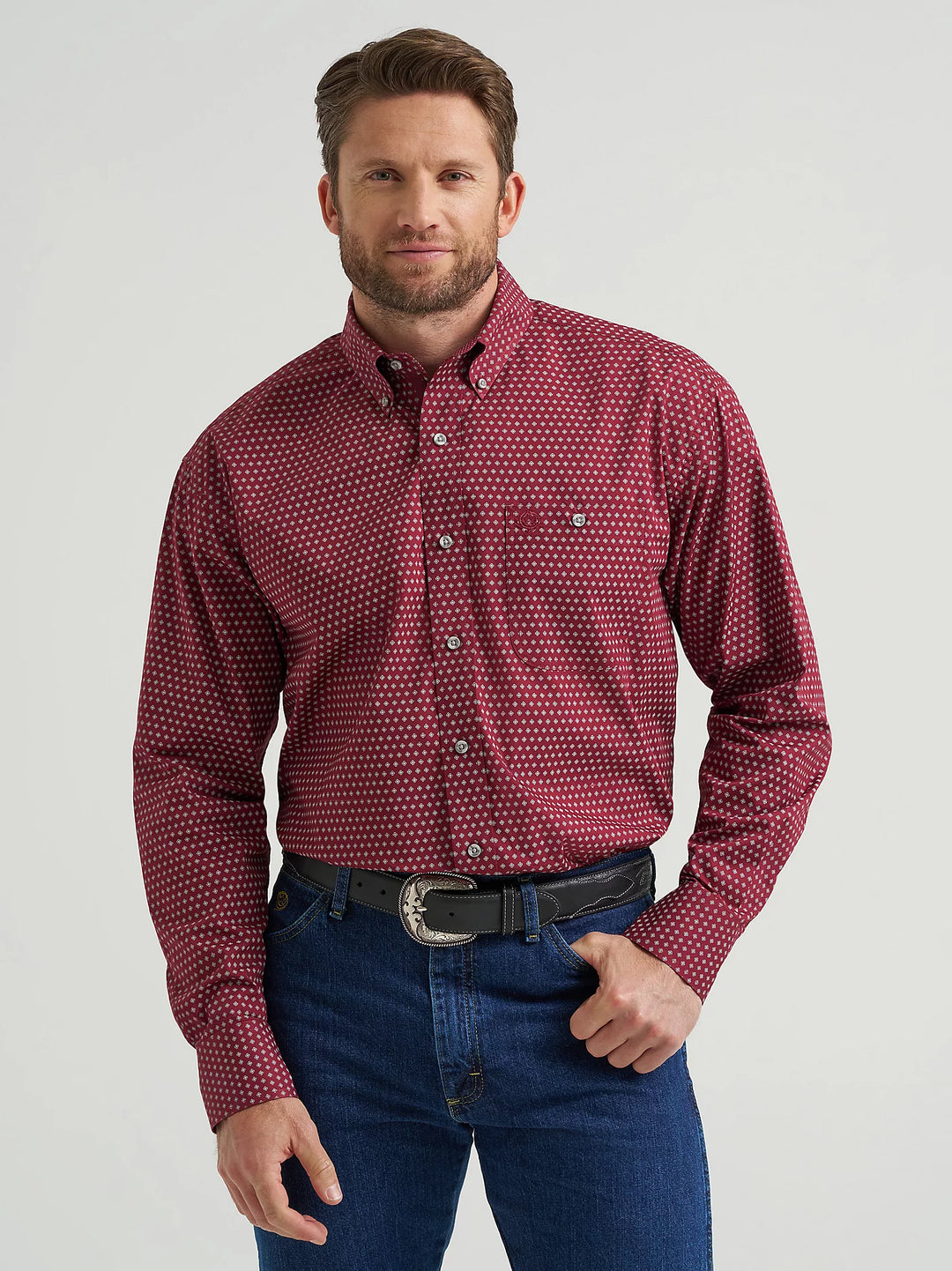 Men's Wrangler® George Strait™ Long Sleeve Button Down One Pocket Shirt - 112369639