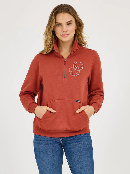 Ladies Wrangler Western Quarter Zip Sweatshirt - 112371636