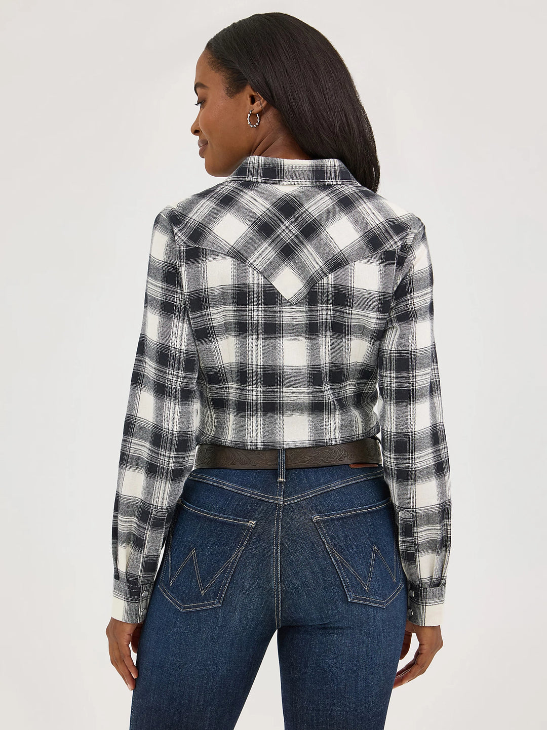 Ladies Essential Flannel Plaid Western Snap Shirt - 112371682