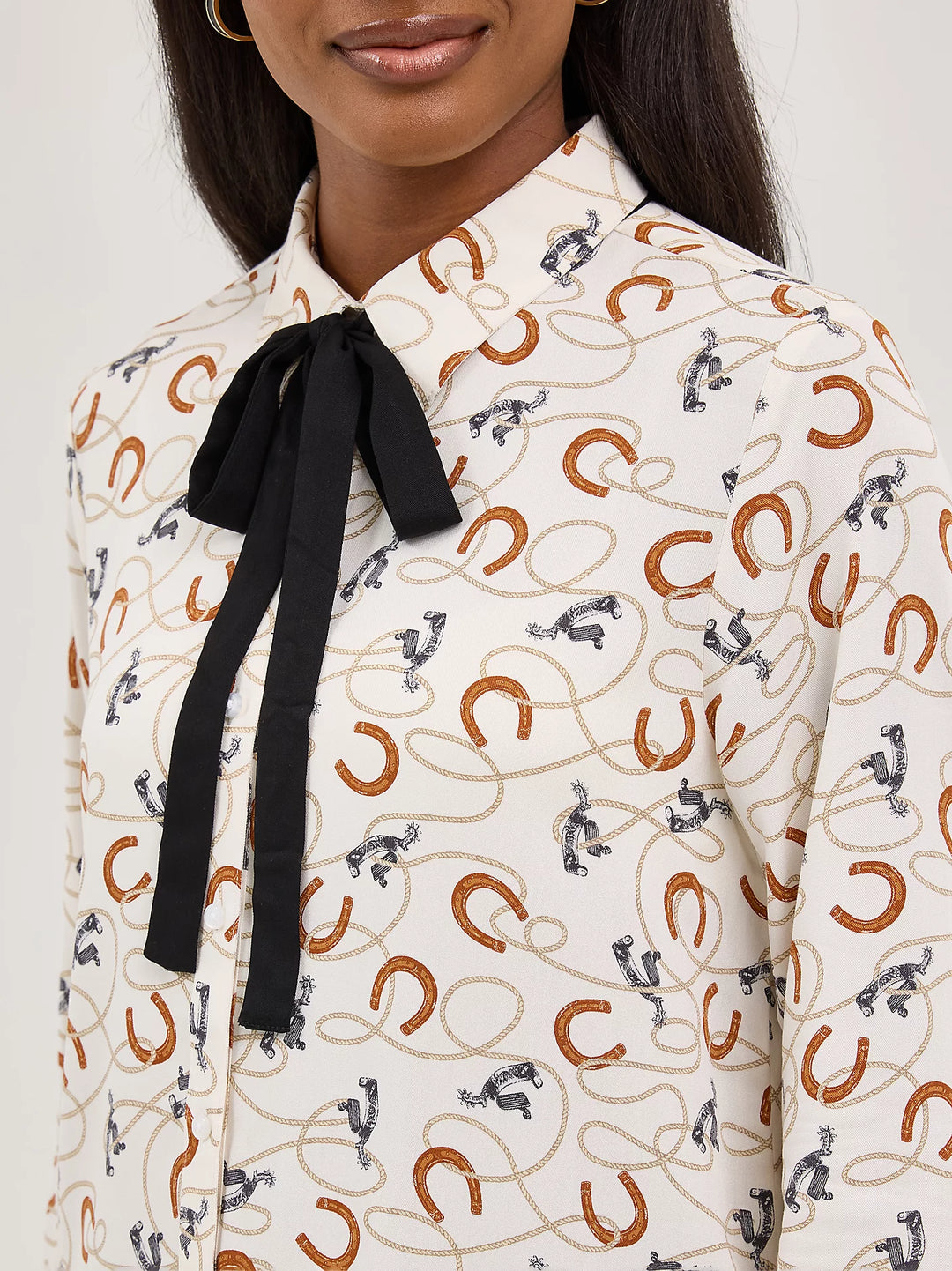 Ladies Wrangler Tie Neck Blouse - 112371697