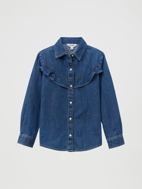 Girls Wrangler Denim Western Snap Shirt - 112371872
