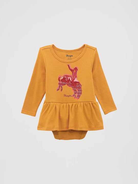 Baby Girl's Wrangler Horse Graphic Skirted Bodysuit - 112371930