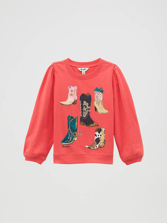 Girl's Wrangler Graphic Puff Sleeve Pullover - 112371935