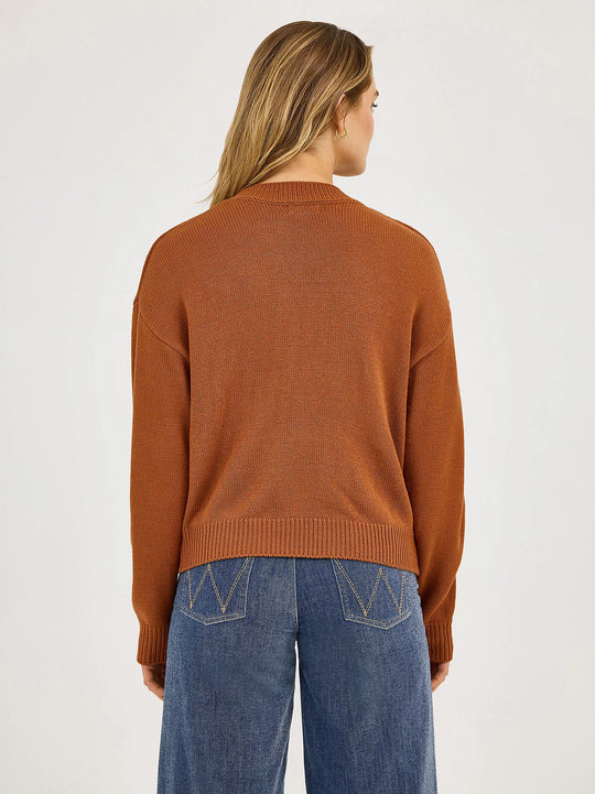 Ladies Wrangler Horse Intarsia Crew Neck Sweater - 112372331