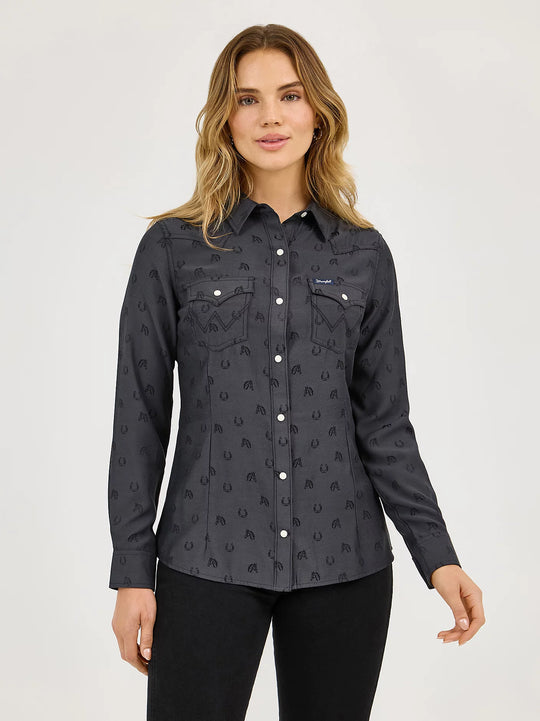 Ladies Wrangler All Occasion Western Snap Shirt - 112372429