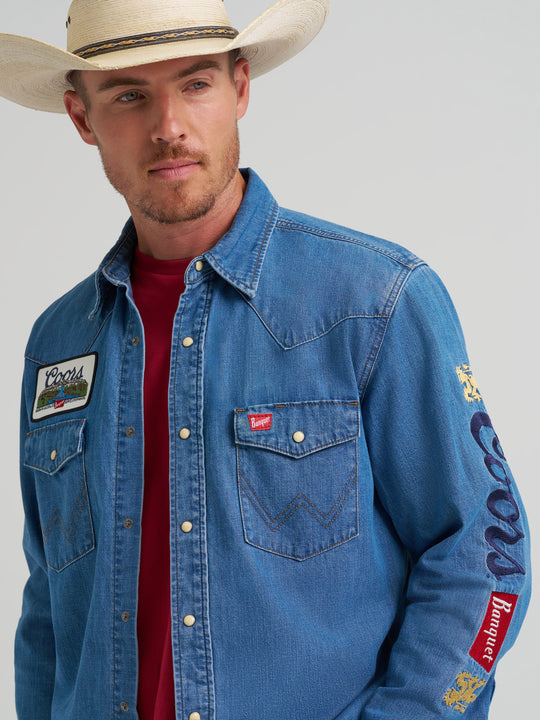 Men's Wrangler X Coors Banquet Denim Shirt - 112373829
