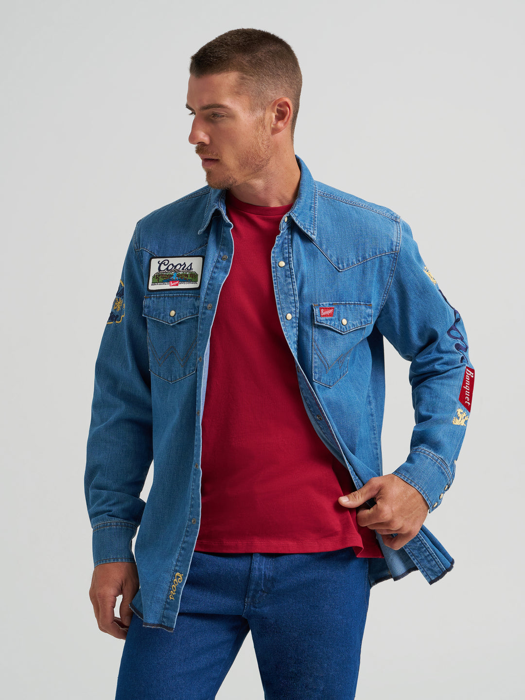 Men's Wrangler X Coors Banquet Denim Shirt - 112373829