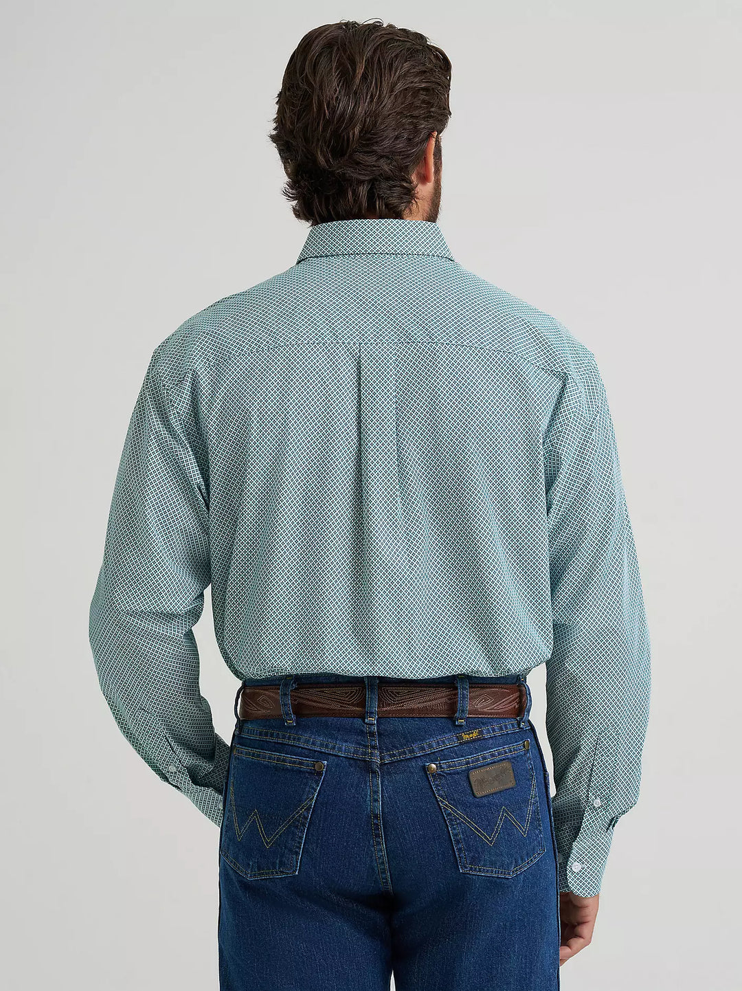fitted lace wedding dress Wrangler Men's George Strait Collection Solid Baby Blue Long Sleeve Western Shirt main image 1