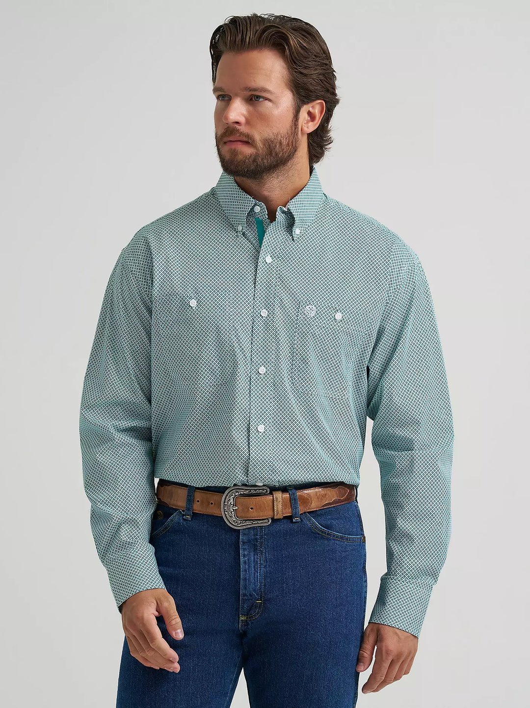 Men's Wrangler® George Strait™ Long Sleeve Button Down Two Pocket Shirt - 112374540