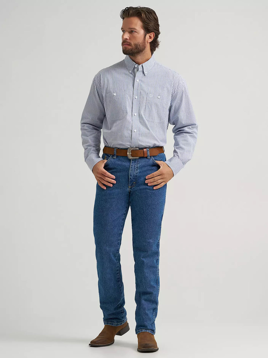 Men's Wrangler George Strait Long Sleeve Button Down Two Pocket Shirt - 112374605