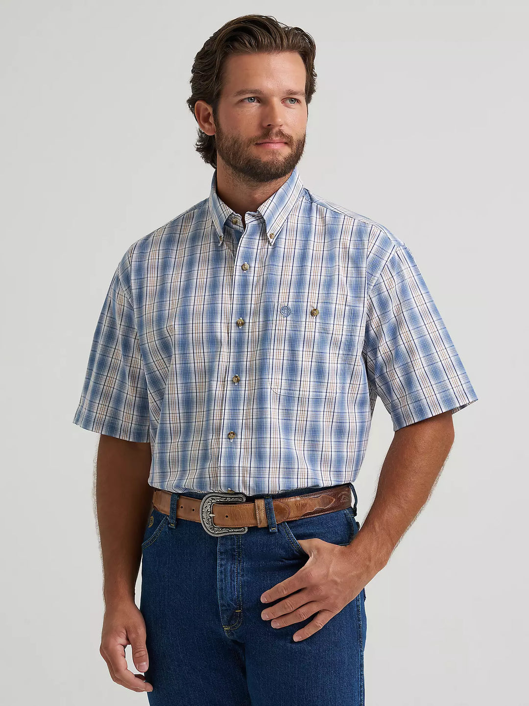 Wrangler George Strait Short Sleeve One Pocket Button Down Shirt - 112374606