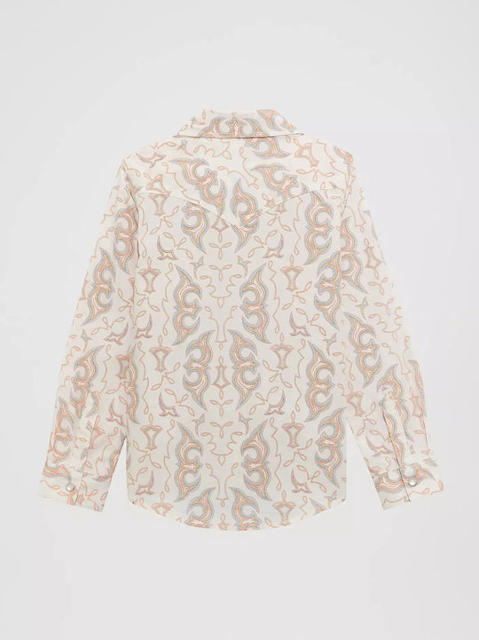 Girl's Wrangler Bold Print Western Snap Shirt - 112374705