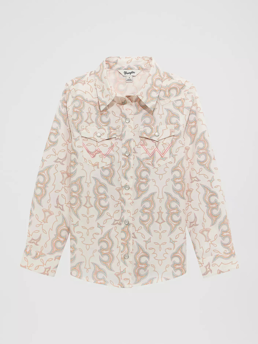 Girl's Wrangler Bold Print Western Snap Shirt - 112374705