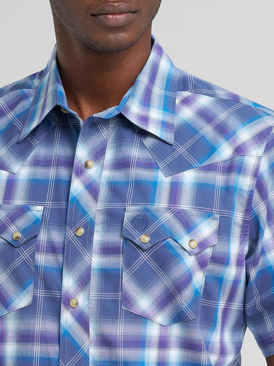 Men's Wrangler Retro Short Sleeve Sawtooth Pocket Western Snap Shirt - 112374756