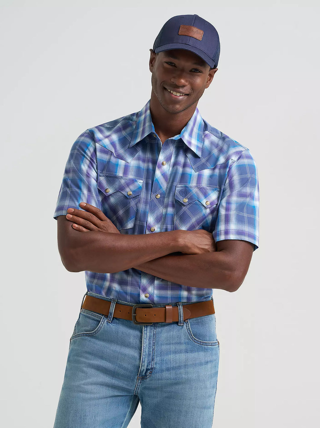 Men's Wrangler Retro Short Sleeve Sawtooth Pocket Western Snap Shirt - 112374756
