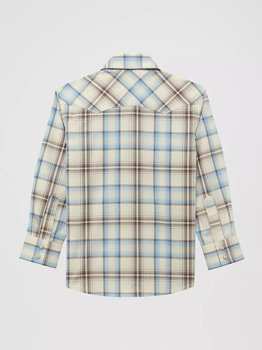 Boy's Wrangler Retro Western Snap Plaid Shirt with Front Sawtooth Pockets - 112374767