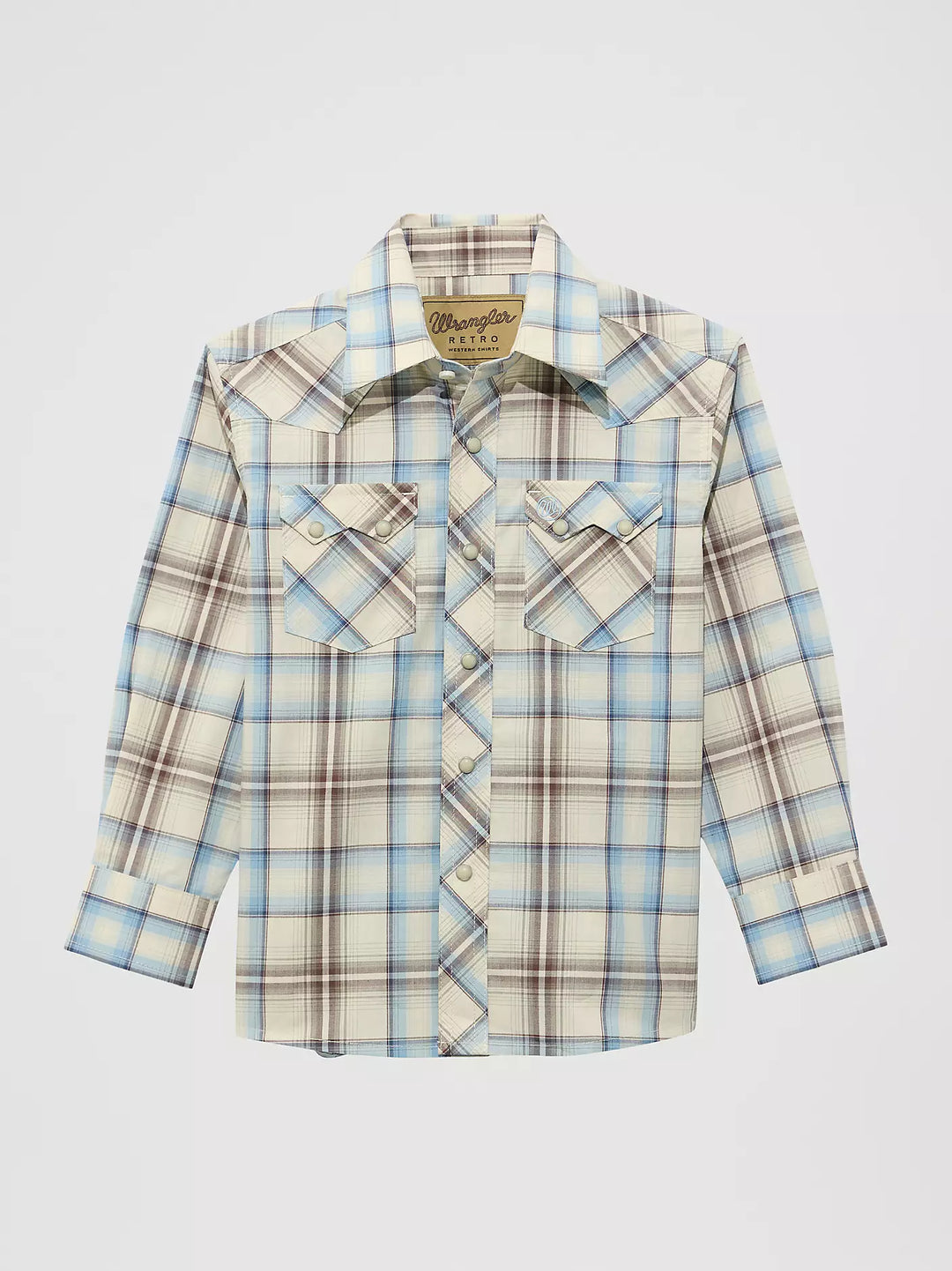 Boy's Wrangler Retro Western Snap Plaid Shirt with Front Sawtooth Pockets - 112374767