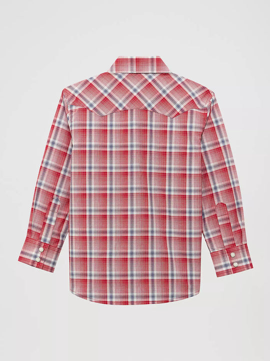 Boy's Wrangler Retro® Western Snap Plaid Shirt with Front Sawtooth Pockets - 112374768