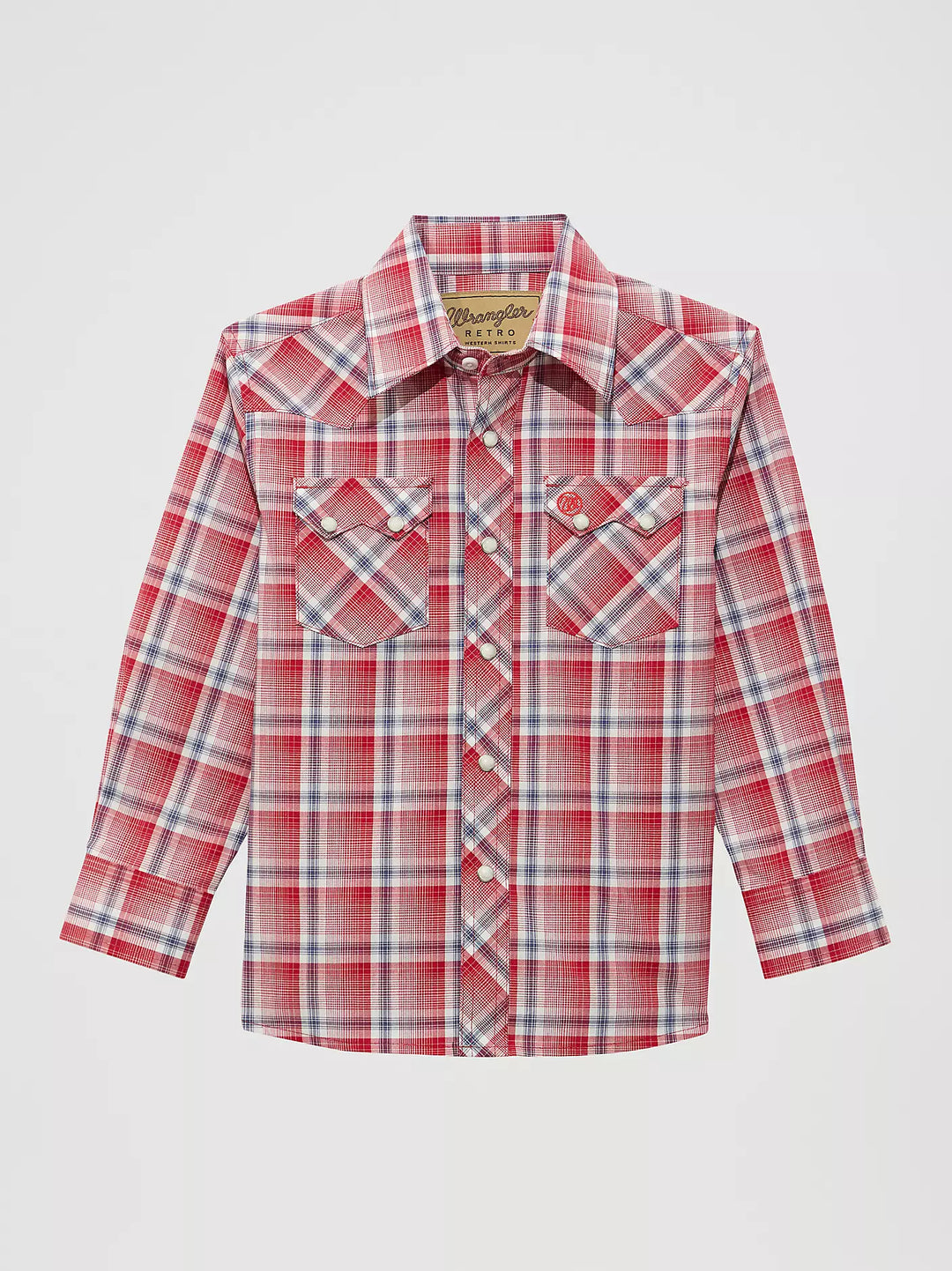 Boy's Wrangler Retro® Western Snap Plaid Shirt with Front Sawtooth Pockets - 112374768