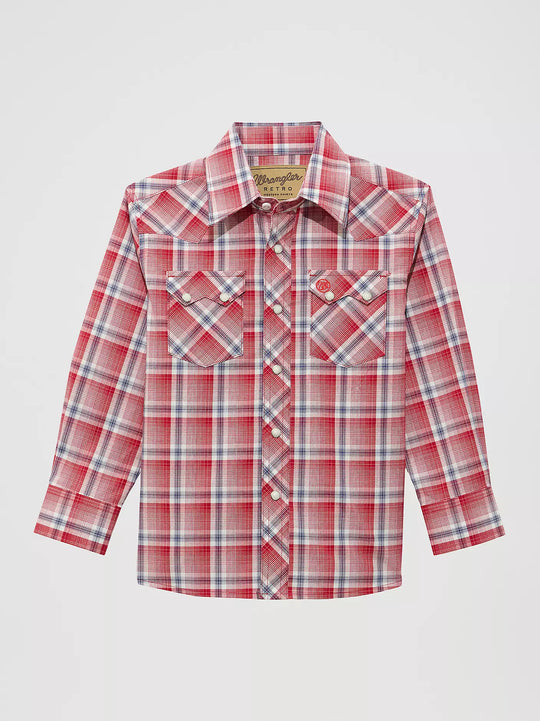 Boy's Wrangler Retro® Western Snap Plaid Shirt with Front Sawtooth Pockets - 112374768