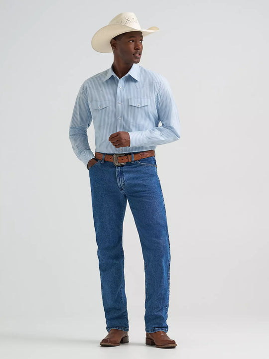 Men's Wrangler Wrinkle Resist Long Sleeve Western Snap Stripe Shirt - 112374876