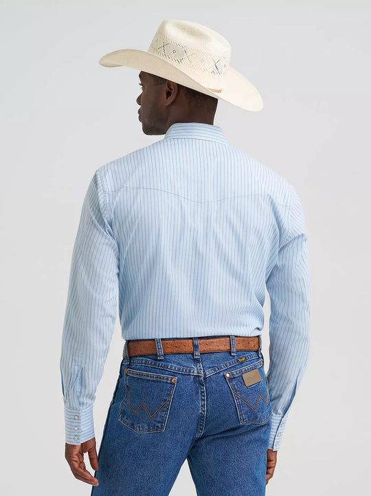 Men's Wrangler Wrinkle Resist Long Sleeve Western Snap Stripe Shirt - 112374876