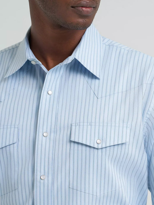 Men's Wrangler Wrinkle Resist Long Sleeve Western Snap Stripe Shirt - 112374876