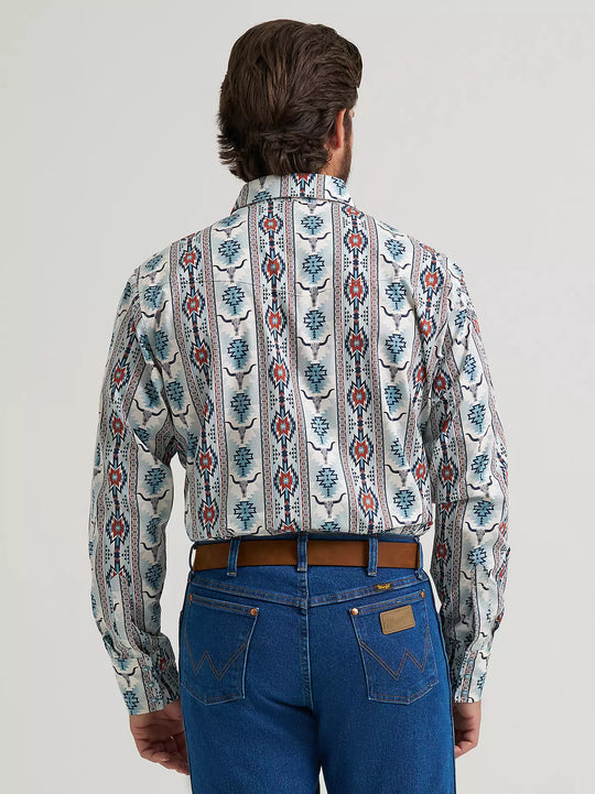 Men's Wrangler Checotah® Long Sleeve Western Snap Printed Shirt - 112374908
