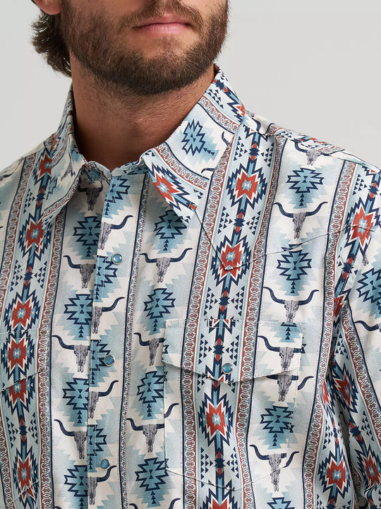 Men's Wrangler Checotah® Long Sleeve Western Snap Printed Shirt - 112374908