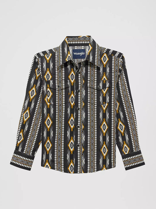 Boy's Wrangler Checotah Long Sleeve Western Snap Shirt - 112374911