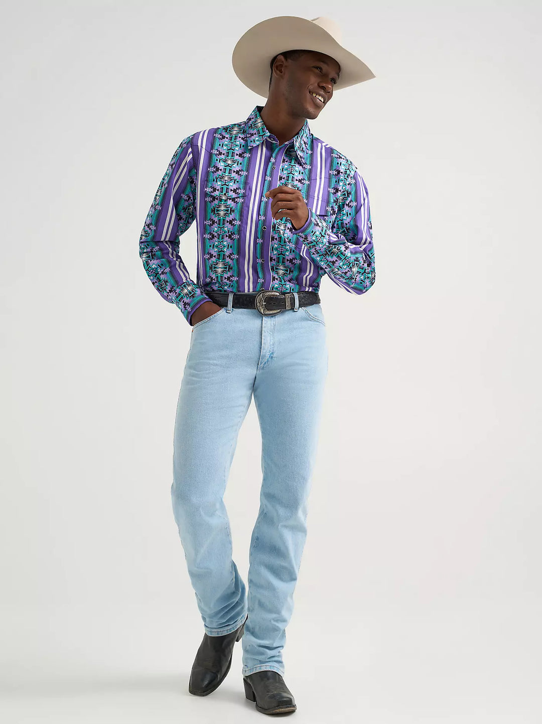 Men's Wrangler Checotah® Long Sleeve Western Snap Printed Shirt - 112374916