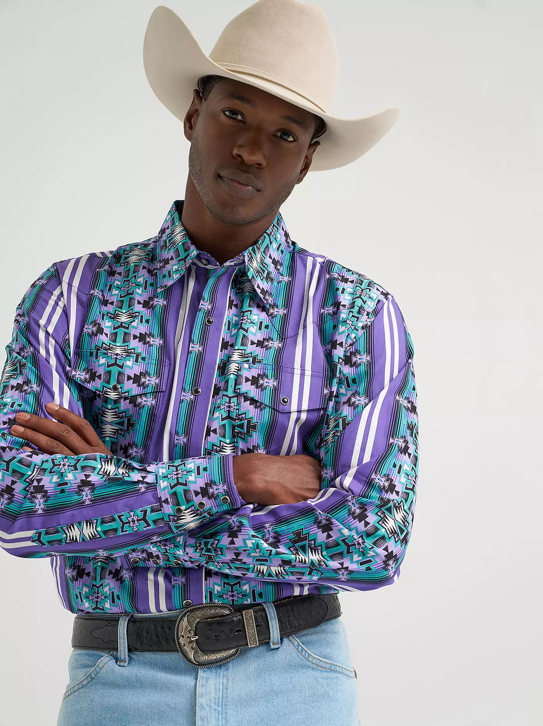 Men's Wrangler Checotah® Long Sleeve Western Snap Printed Shirt - 112374916
