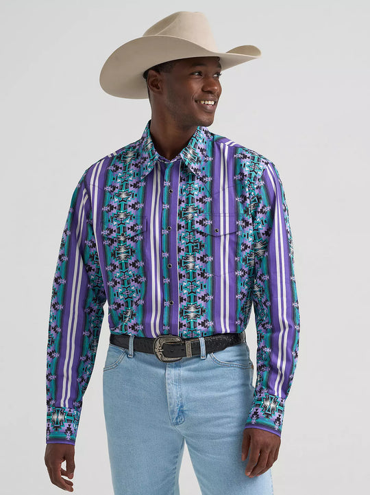 Men's Wrangler Checotah® Long Sleeve Western Snap Printed Shirt - 112374916