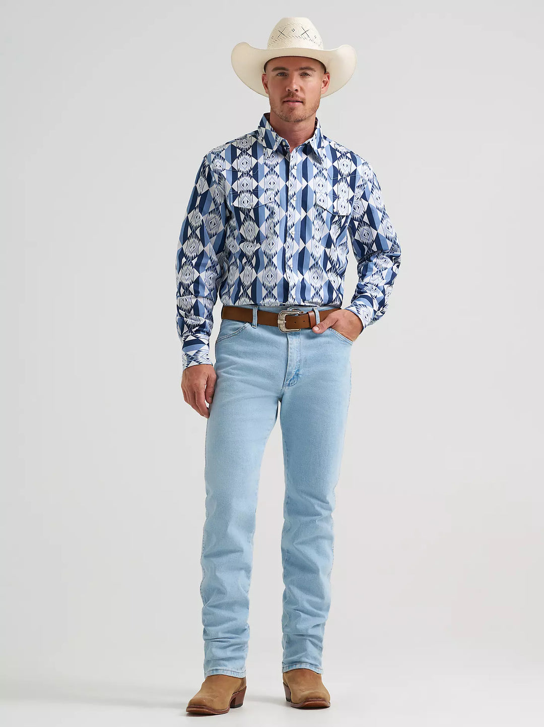 Men's Wrangler Checotah® Long Sleeve Western Snap Printed Shirt - 112374917