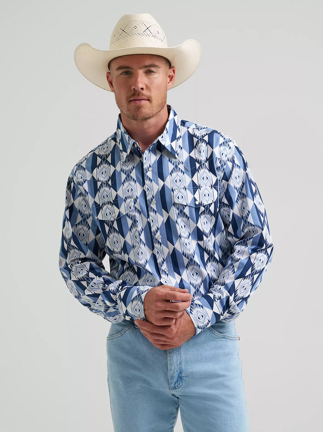 Men's Wrangler Checotah® Long Sleeve Western Snap Printed Shirt - 112374917