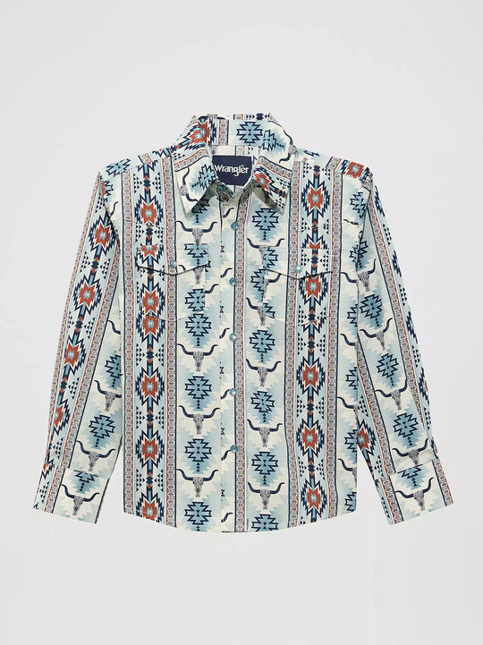 Boy's Wrangler Checotah Long Sleeve Western Snap Shirt - 112374918