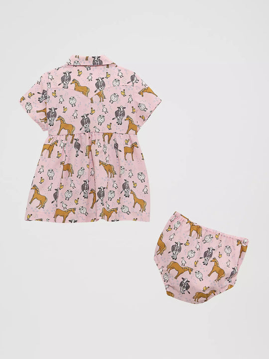 Little Girl's Printed Western Snap Dress