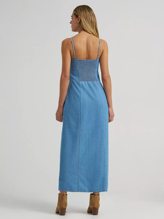Ladies Wrangler Denim Slit Front Maxi Dress - 112375237