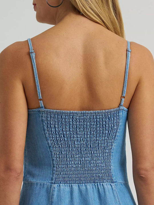 Ladies Wrangler Denim Slit Front Maxi Dress - 112375237