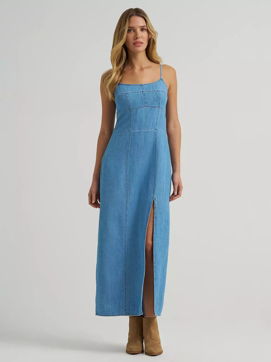 Ladies Wrangler Denim Slit Front Maxi Dress Ladies Wrangler Denim Slit Front Maxi Dress