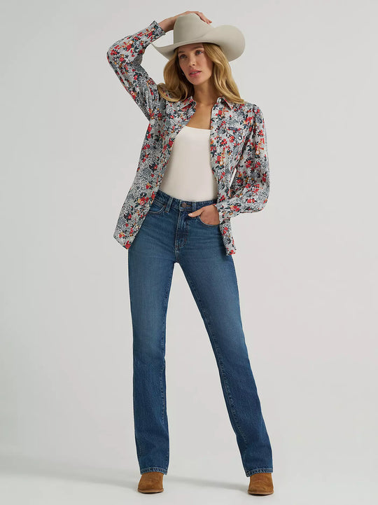 Ladies Wrangler Western Snap Slim Blouse - 112375332
