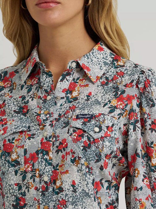 Ladies Wrangler Western Snap Slim Blouse - 112375332