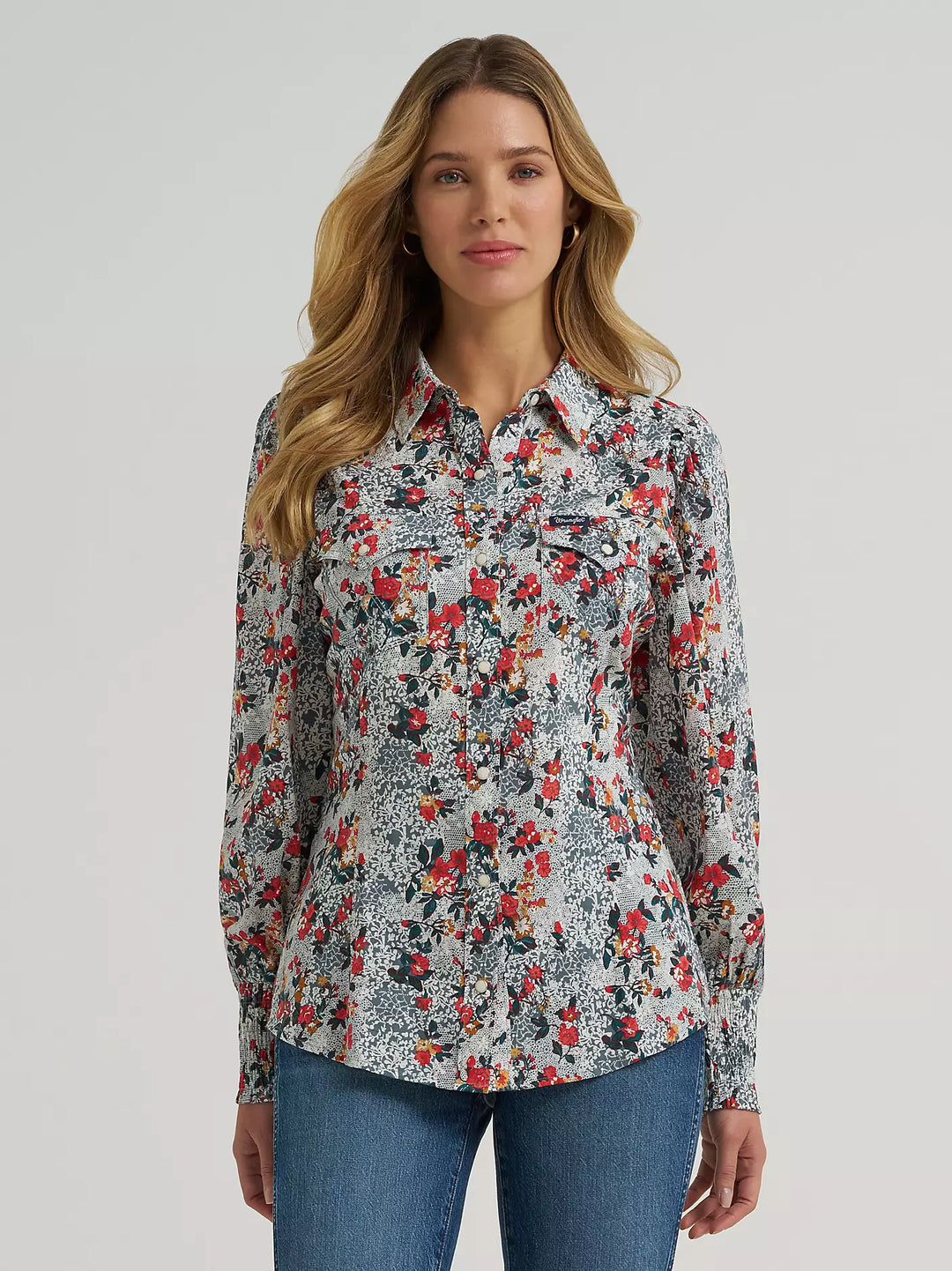 Ladies Wrangler Western Snap Slim Blouse - 112375332