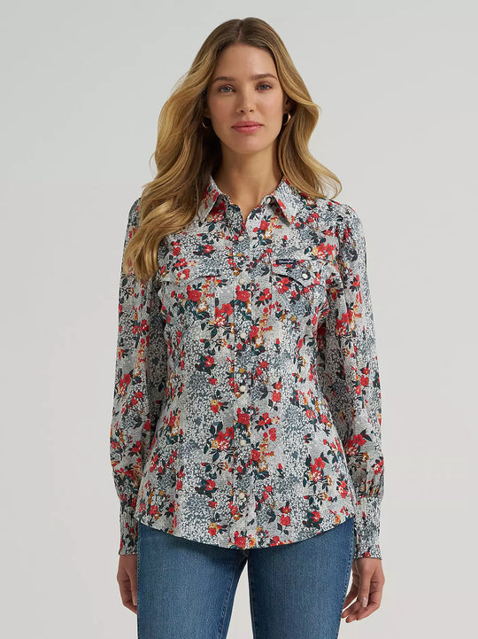 Ladies Wrangler Western Snap Slim Blouse - 112375332