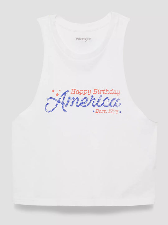 Ladies Wrangler Happy Birthday America Graphic Festival Tank - 112375868