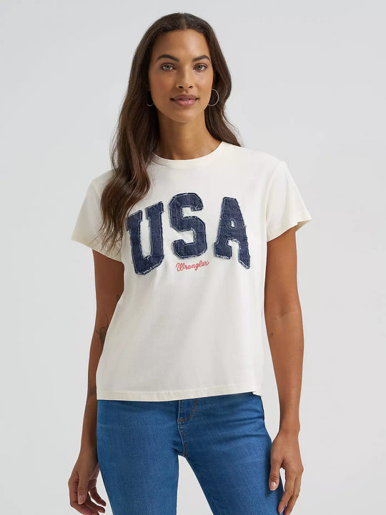 Ladies Wrangler Denim USA Retro Regular Graphic Tee - 112375878