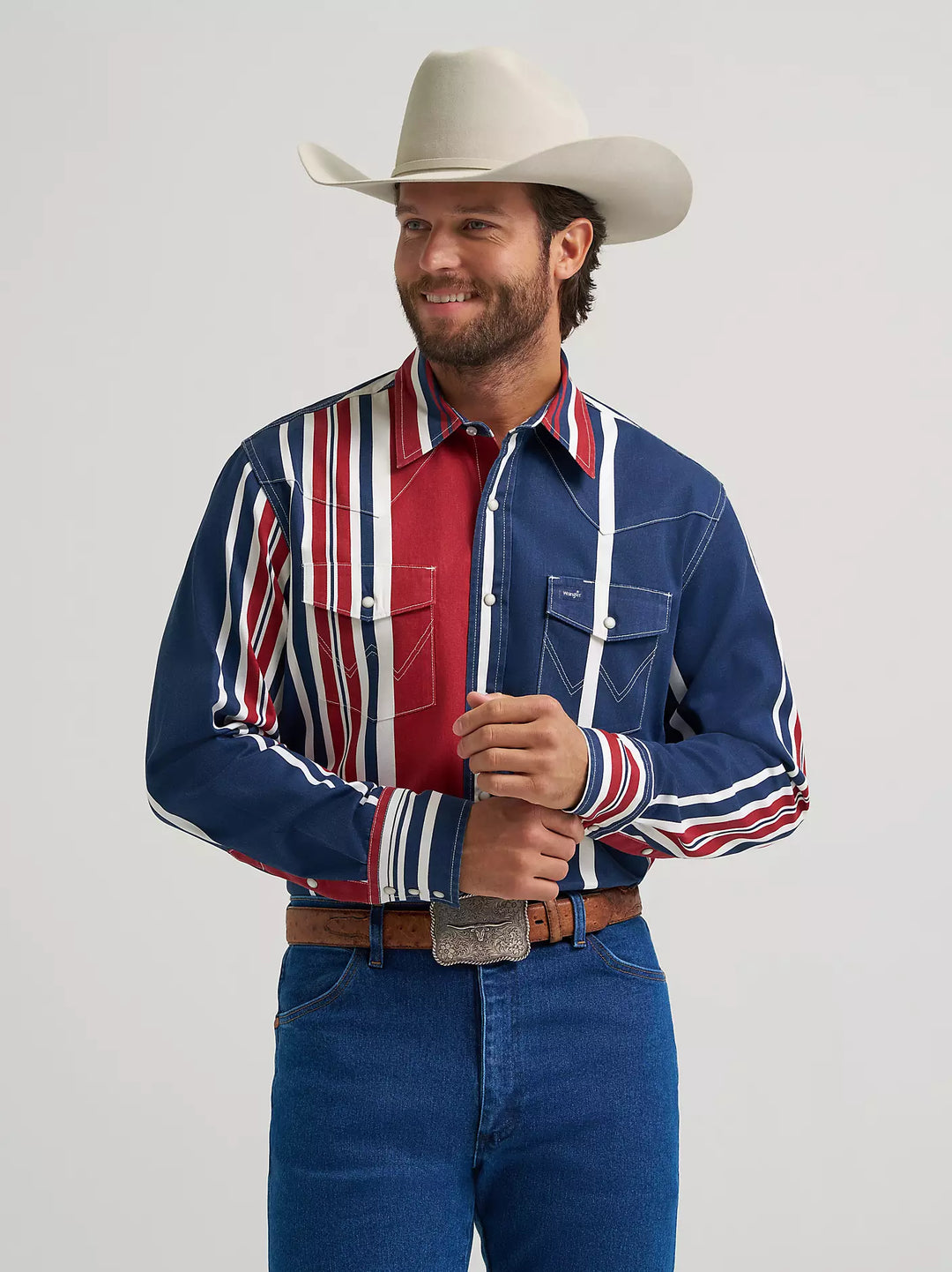 Men's Wrangler Vintage-Inspired Brushpopper Western Snap Workshirt - 112375916